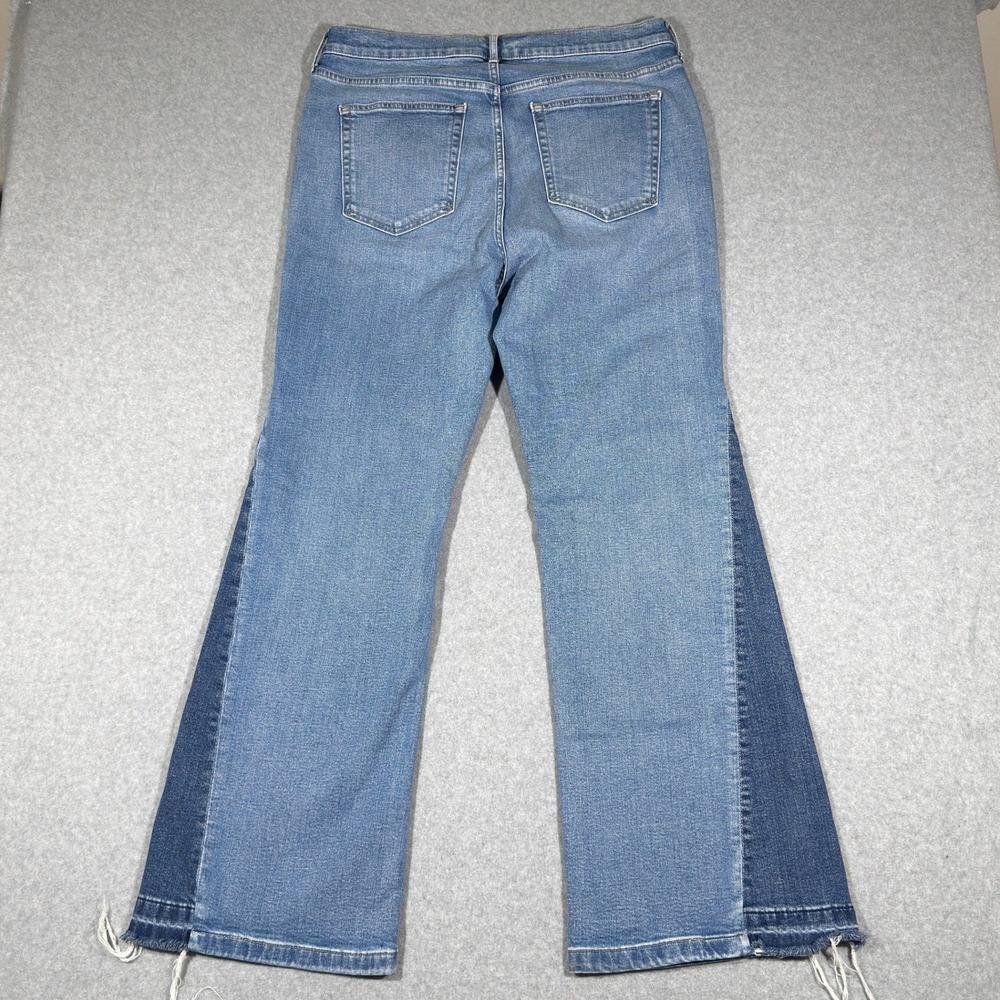 Gap 70s Flare High Rise Jeans Womens 33 16R Blue Two Tone Colorblock Raw Hem - Picture 10 of 11